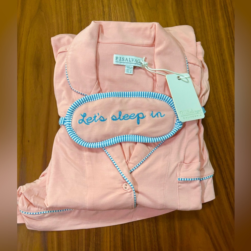 PJ Salvage Pink Pajama Set with Eye Mask - NWT